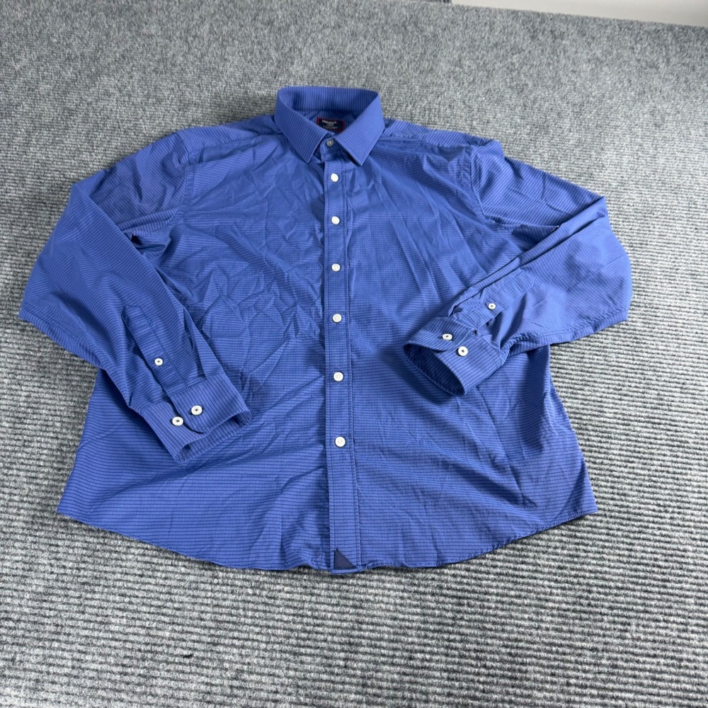 UNTUCKit Langhome Mens Large Blue Striped Performance Stretch Button Down Shirt - Picture 3 of 12